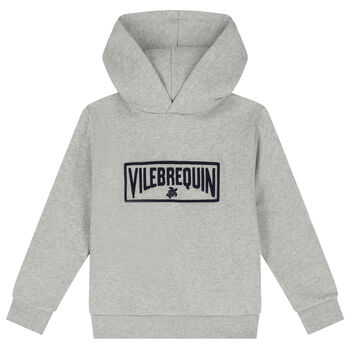 Boys Grey Logo Hooded Top